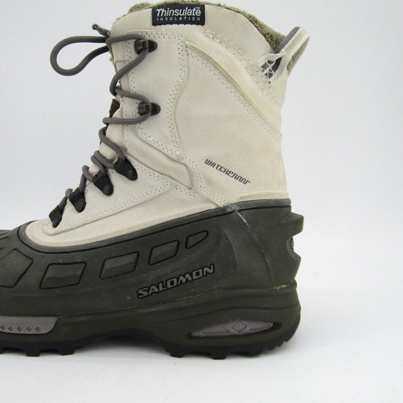 Salomon Thinsulate Winter Snow Boots Beige Women's Size 8.5 Waterproof EUC - Picture 2 of 11